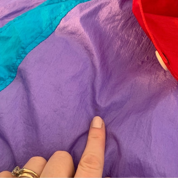 Vintage Roffe 80s or 90s Colorful Ski Snow Jacket Red Purple Blue Juniors 16 - Picture 11 of 15